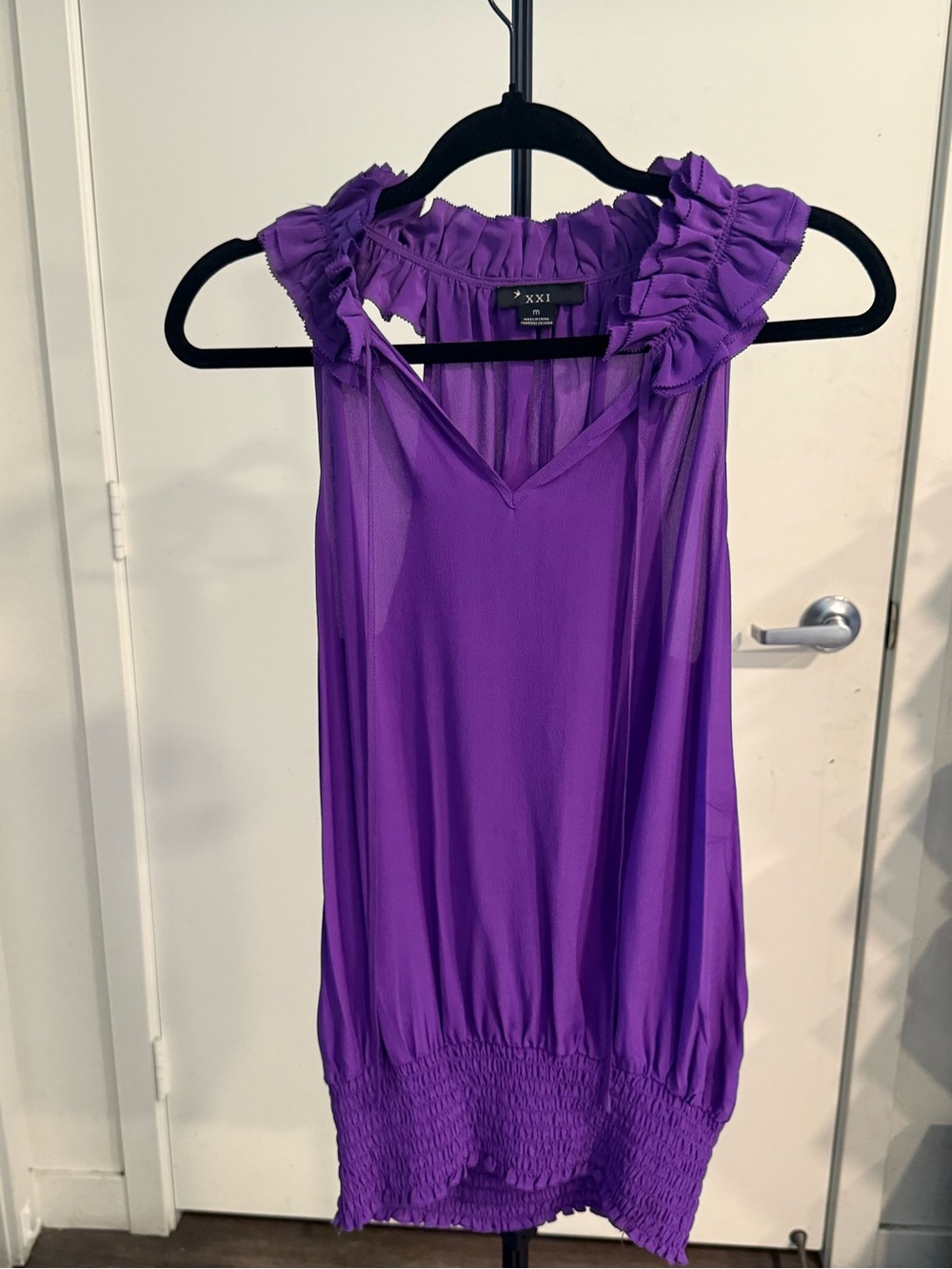 Forever 21 Ruffled Sleeveless Purple Blouse